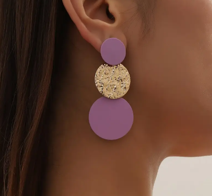 T❹❺🦋Pendientes Redondos de Dos Tonos Bohemios para Mujer