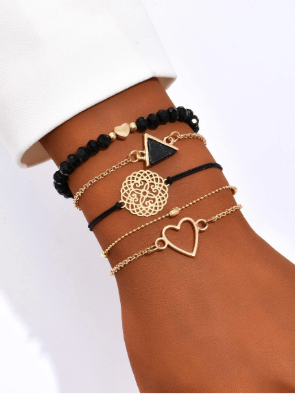 ❶❻💥Conjunto De 5 Pulseras De Estilo Bohemio Con Cuentas De Corazón Y Turquesa Adecuadas Para El Uso Diario De Las Mujeres