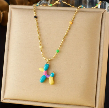 T❹❾💥Collar con Colgante de Perro Globo Retro Bohemio para Mujeres