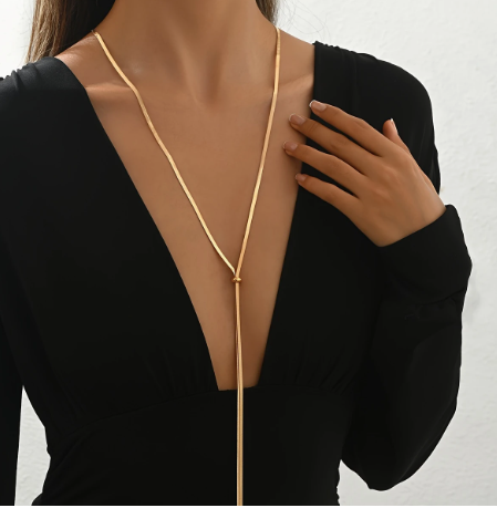 T❹❺🦋1pc Cadena Larga Ajustable en Forma de Y de Acero Inoxidable