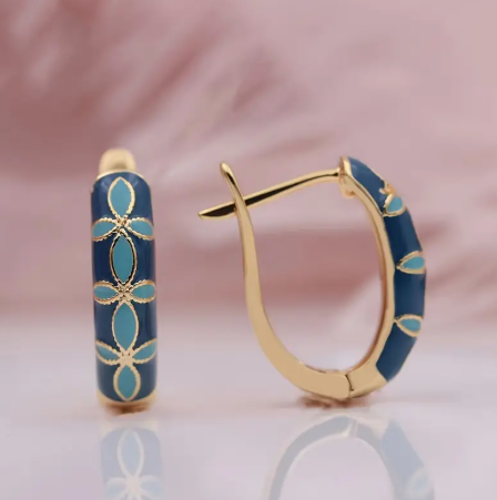 T❹❻🌹Pendientes de pintura al óleo elegantes y exquisitos