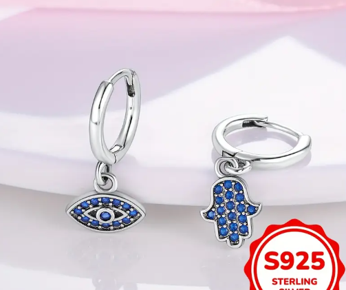 T❸⓿🌼Par de Pendientes Ojo del Diablo en Plata 925
