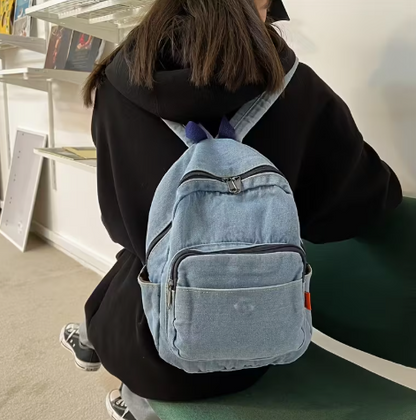 T❺❹🍂Moqueta Lavada para Mujer - Mochila Urbana Chic de Gran Capacidad Azul con Compartimentos Múltiples, Cierre Seguro de Cremallera y Forro de Poliéster para Salidas Casuales, Trabajo o Viajes, Diseño con Correas Resistentes