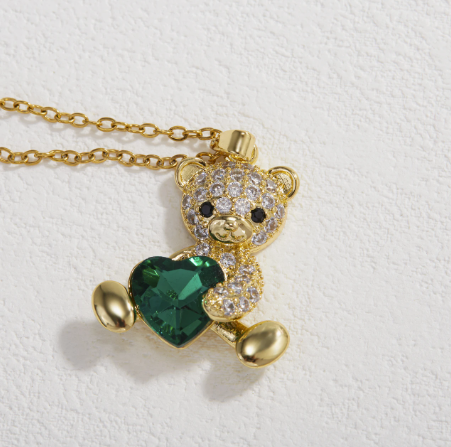 🍂T❹❹🍂1 pieza de collar de moda femenina LNCHRAN, collar con colgante de oso lindo