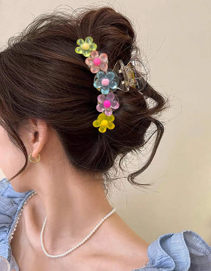 ❶❹⭐1 pieza Pinza de pelo con flores de estilo Y2K de color caramelo