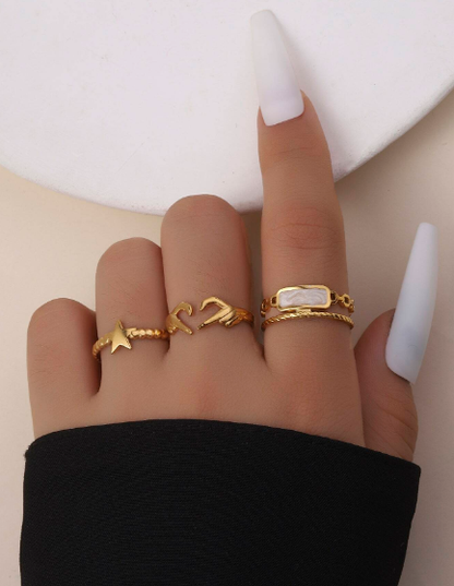 ❶❹⭐ 3 anillos de acero inoxidable dorados