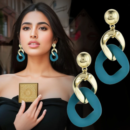 T❹❺🦋1 Par de Pendientes de Acero Acrylico Elegantes Geométricos