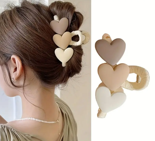 ❹❻🌹Pinza de pelo de resina con forma de corazón de color sólido