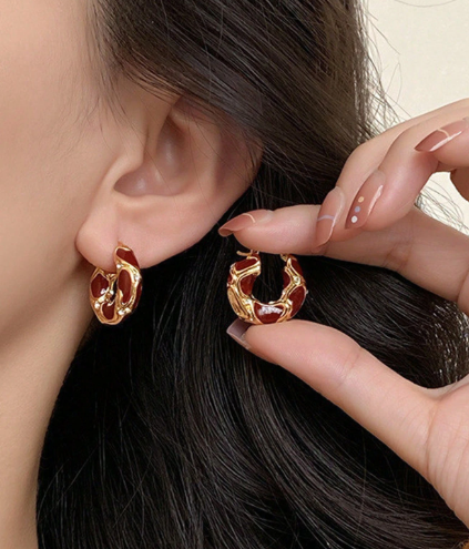 ❸❹🌻1 par de elegantes pendientes de aro esmaltados en una paleta de colores suaves, con un diseño a la moda y elegante, adecuados para mujeres para uso diario, fiestas, citas, ir al trabajo