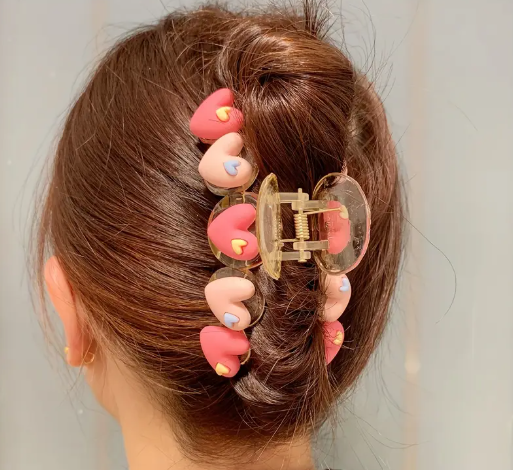 T❸❷🍁Pinzas Para El Cabello Con Decoración De Corazones De Colores Para Mujeres