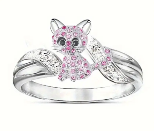 T❹❹🍂1 Anillo de Gatito Sencillo y Lindo para Hombres y Mujeres