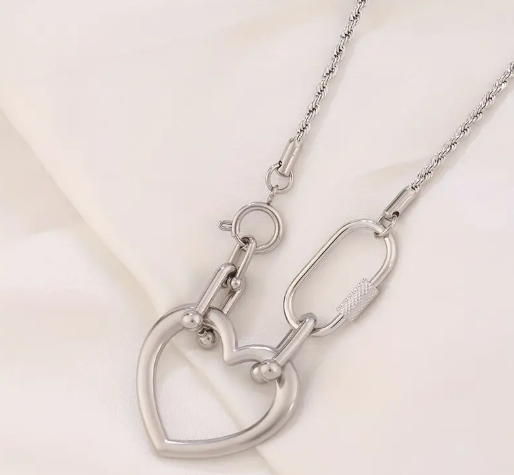 T❸❷🍁1pieza Estilo Boho Vintage Collar de Pendiente de Corazón Bañado en Oro de 18K para Diario y Fiestas - Acero Inoxidable 304