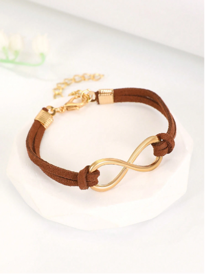 ❶❺🍄1 Pulsera Sencilla Y Moderna Con Símbolo Infinito Y Cuentas / Pulsera De Cuerda