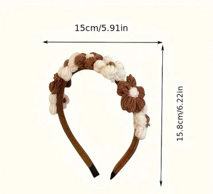 T❸❷🍁Encanto Ajustado, Diadema de Flores Tejida Chic para Mujeres y Niñas