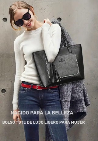 T❺❸💫Elégante Bolso Tote Retro para Mujer - Gran Capacidad con Cierre de Cremallera