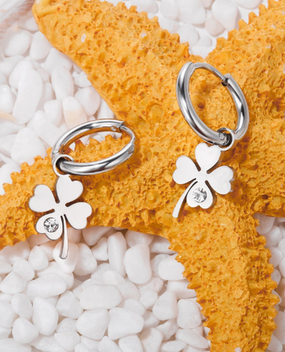 ❷❽💐1 pieza Pendientes con forma de trébol de cuatro hojas, joyería de acero inoxidable para San Valentín, mamá, madre, Día de la Madre, regalo