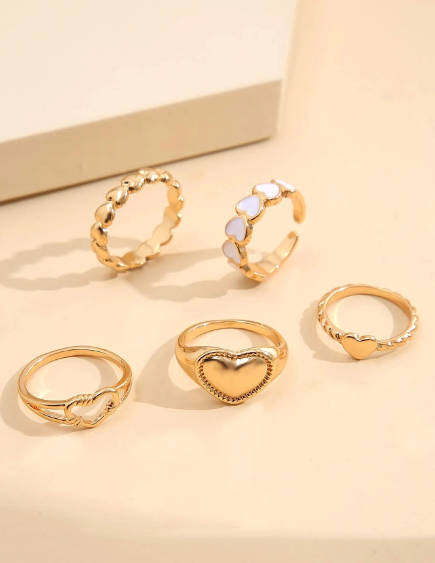 ❽❣️5 piezas Anillo con adorno de corazón