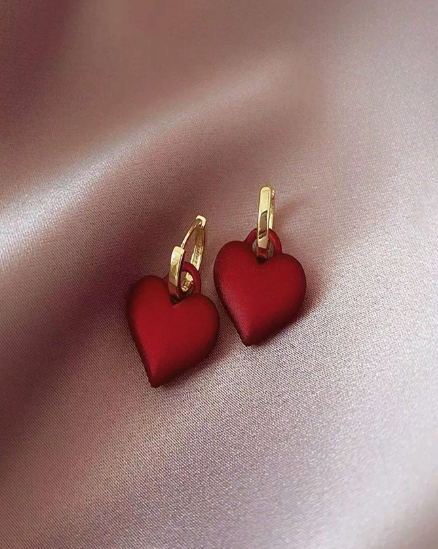 ❶❻💥❶❹⭐Nuevos Pendientes De Corazón Rojo En Forma De Corazón Para Mujeres