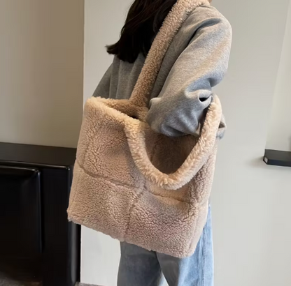 T❺❹🍂Bolso Tote Extra Grande Tipo Felpa para Mujer