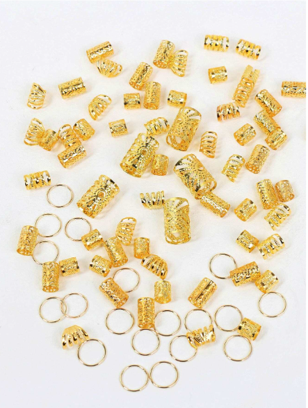 ❷⓿☀️85 piezas Anillos trenzados para el cabello con elementos mixtos dorados