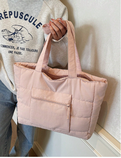 ❹❽🌻Bolso de tela acolchada de unicolor simple