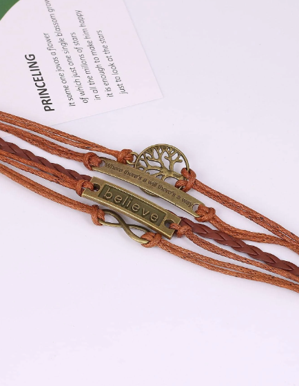 ❶❻💥1 pieza de pulsera en capas de decoración rectangular con detalle de letras