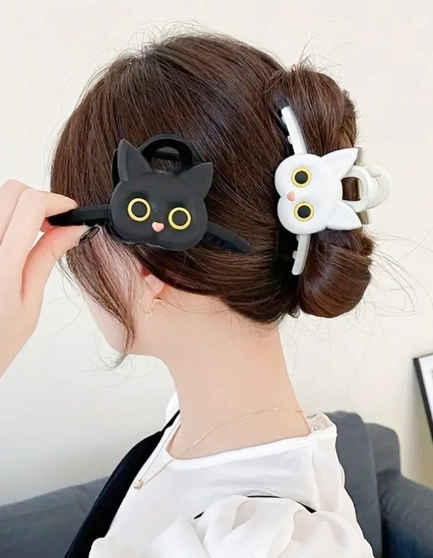 ❶❸🍁2 Piezas/set Lindo Clip De Pelo Con Forma De Gato Y Tiburón Para Mujeres, Adecuado Para Uso Diario