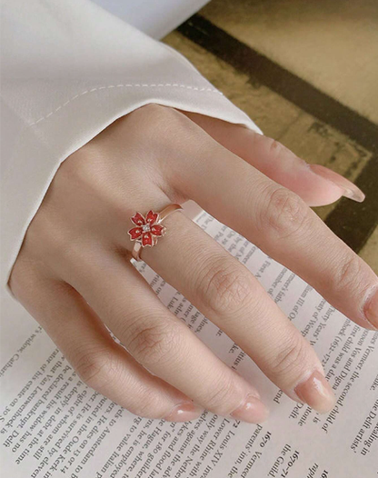 ❶❽🌟1 pieza Anillo con diseño de flor degradada rotatorio de moda, accesorio elegante para mujer