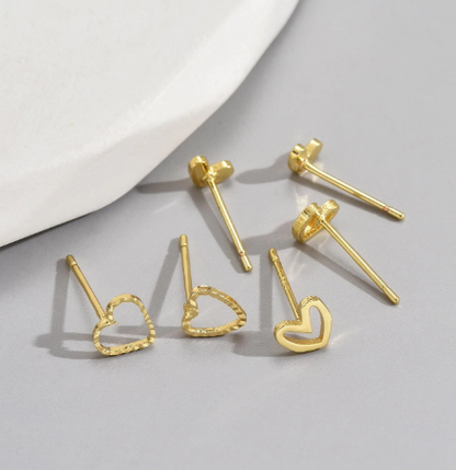 ❷⓿☀️6 piezas/set pendientes huecos en forma de corazón para uso diario de las mujeres