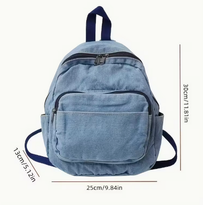 T❺❹🍂Moqueta Lavada para Mujer - Mochila Urbana Chic de Gran Capacidad Azul con Compartimentos Múltiples, Cierre Seguro de Cremallera y Forro de Poliéster para Salidas Casuales, Trabajo o Viajes, Diseño con Correas Resistentes