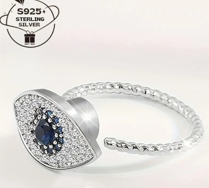 T❹❶💐Anillo ajustable de plata de 925 para mujeres - Estilo lujoso