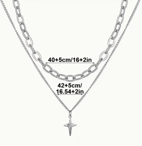 T❺❸💫Collar de doble capa minimalista con colgante de cielo estrellado
