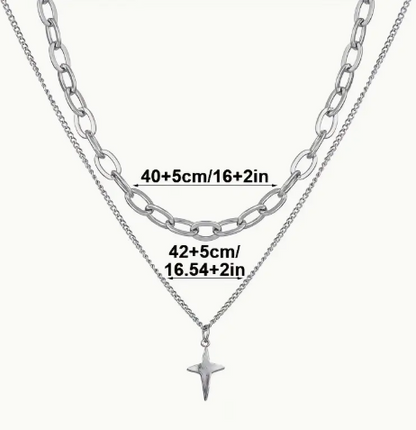 T❺❸💫Collar de doble capa minimalista con colgante de cielo estrellado