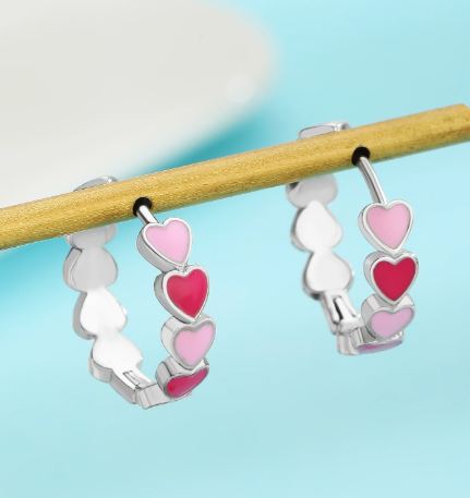 ❹❽🌻1 par de pendientes con diseño de corazón en forma de pintura al óleo y detalles con forma de corazón