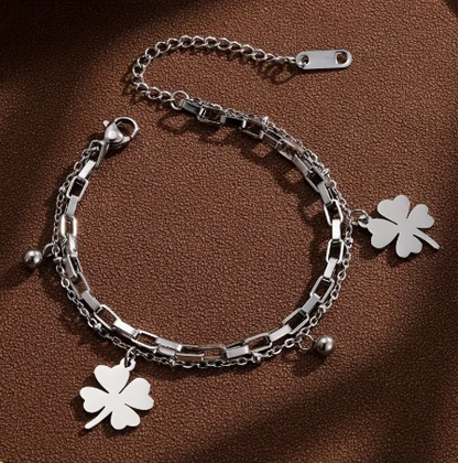 T❹❾💥Pulsera Elegante de Acero Inoxidable Doble Capa para Mujeres