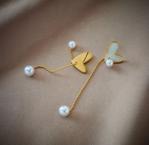 T❹❻🌹1 Par de Pendientes de Acero Inoxidable Clásicos en Forma de Corazón