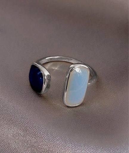 ❹❽🌻1 pieza Anillo único de diseño elegante y europeo con abertura en forma de gota de aceite