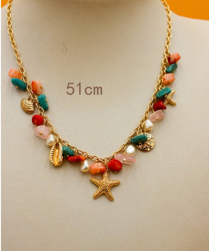 ❹❽🌻1 pieza Collar de mujer con tema oceánico de moda