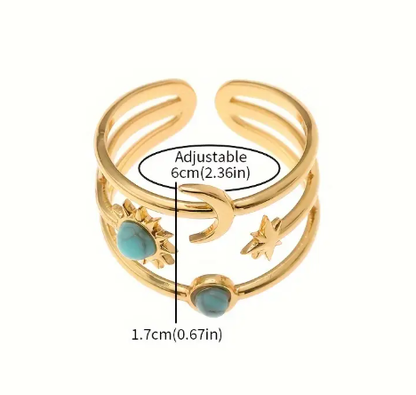 T❹❹🍂1pc Anillo Ajustable de Acero Inoxidable con Tono Dorado