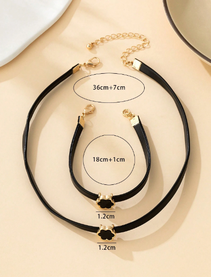 ❾☘️1 Pieza Collar Con Dije De Trébol Dulce De Moda, 1 Juego De Brazalete