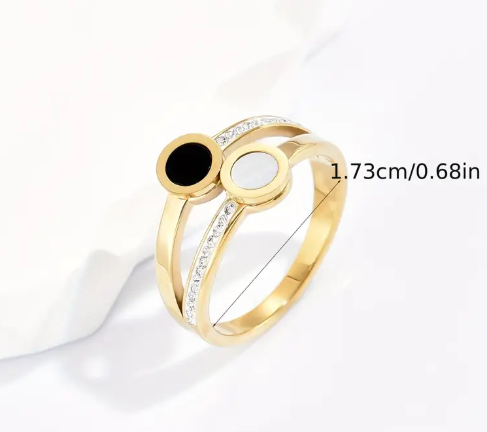 T❹❹🍂Kpop Style Ring Hecho De Acero Inoxidable Chapado En Oro De 14k