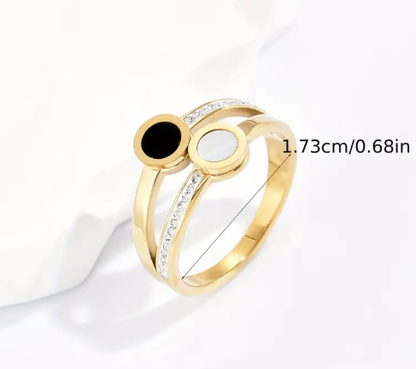 T❹❹🍂Kpop Style Ring Hecho De Acero Inoxidable Chapado En Oro De 14k