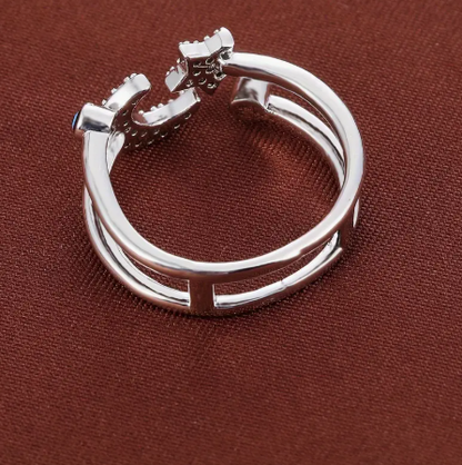 T❹❻🌹Anillo de ojo de diablo de esmalte de circonia de cobre