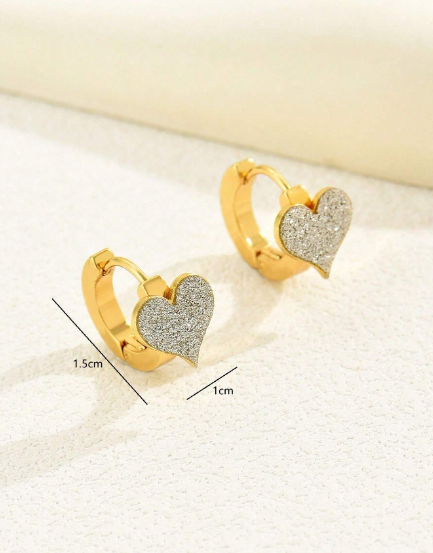 ❶❹⭐1 Par De Pendientes De Aro En Forma De Corazón Elegantes, Clásicos Y Versátiles, Enchapados En Oro De 18k Para Mujer, Adecuados Para El Trabajo