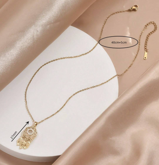 ❹❺🦋1 Pieza Collar De Cadena De Acero Inoxidable Chapado En Oro Con Circonita Cúbica