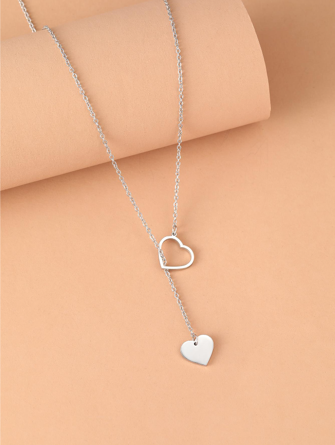 💚Collares colgantes largos con forma de corazón y diseño sencillo para mujeres, joyería de acero inoxidable elegante para fiestas y regalos