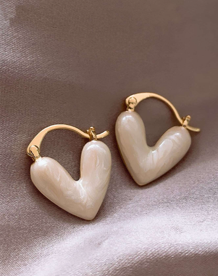 ❶⓿🧡1 Par De Aros Con Diseño De Corazón Elegante🧡