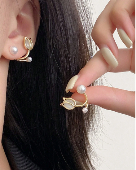 ❶❽🌟1 par de elegantes pendientes de tubo con perla falsa, pendientes a juego de moda