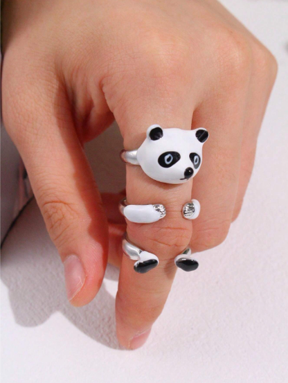 ❶❾☘️3 Piezas/set Anillos De Moda Para Mujeres Con Forma De Panda