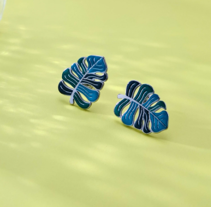 T❹❺🦋Pendientes colgantes de hoja de acero inoxidable 316 elegantes para mujeres